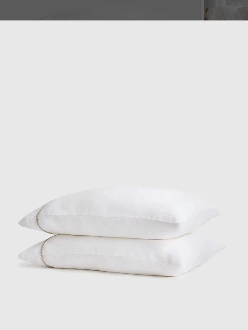 Quince Set Of 2 100% European Linen STANDARD white Toffee Piped Pillow Case